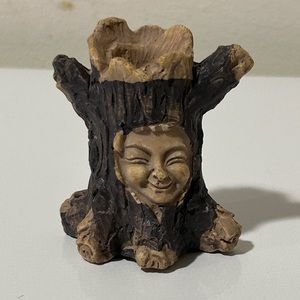 Fairy Garden Smiling Face Tree Small Mini Crystal Sphere Holder